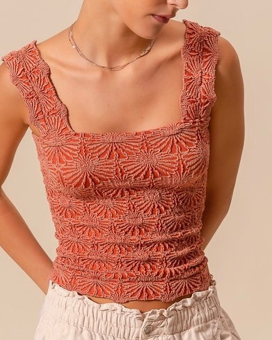 Floral Jacquard Seamless Tank Top