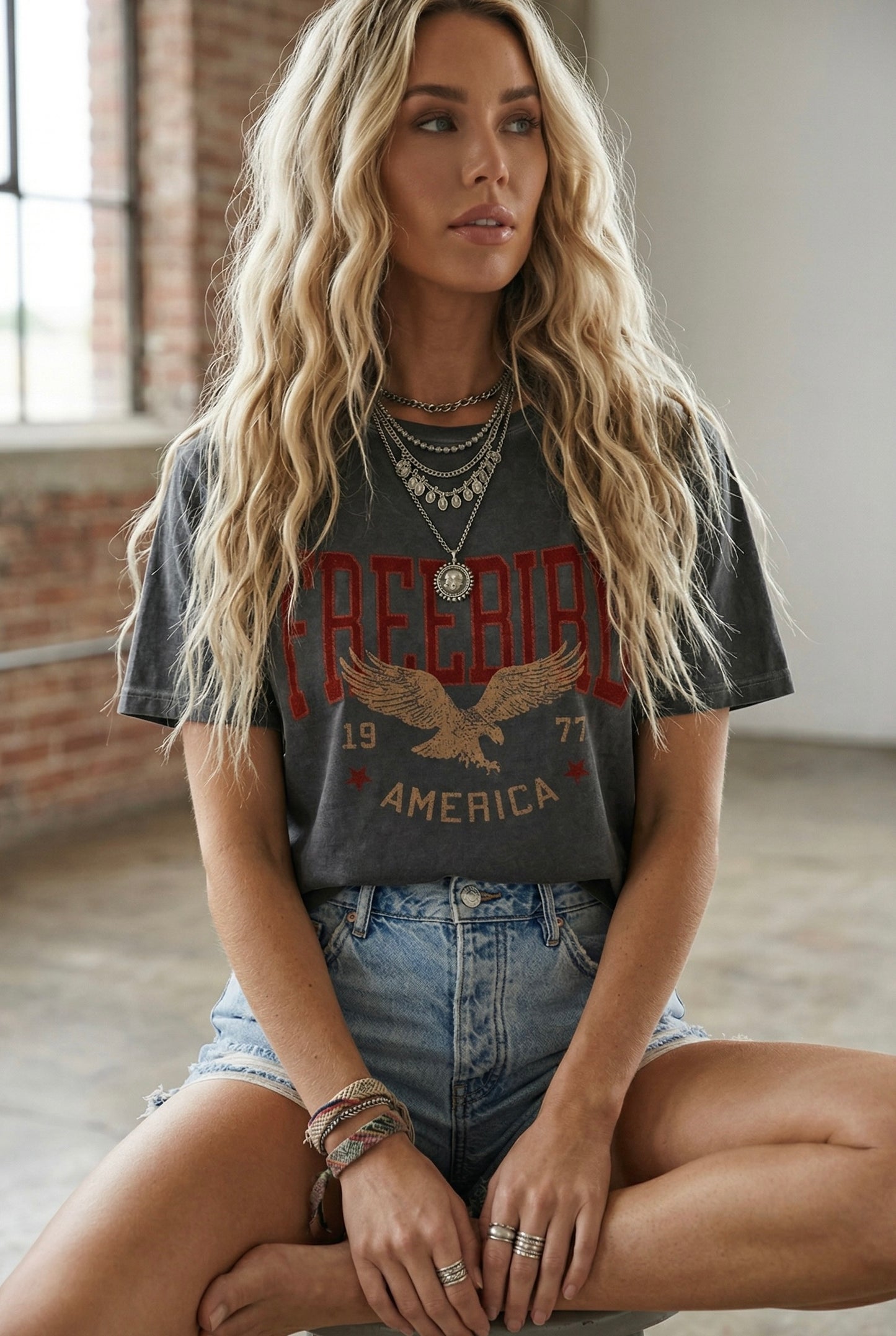 Free Bird Americana Crop Tee