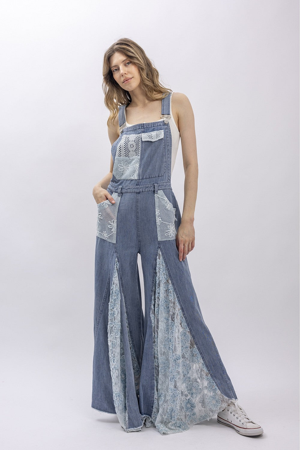 PREORDER- Lace Panel Overalls