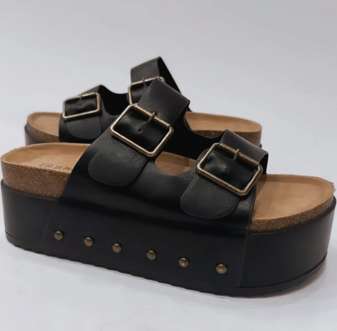 Platform Double Buckle Sandals