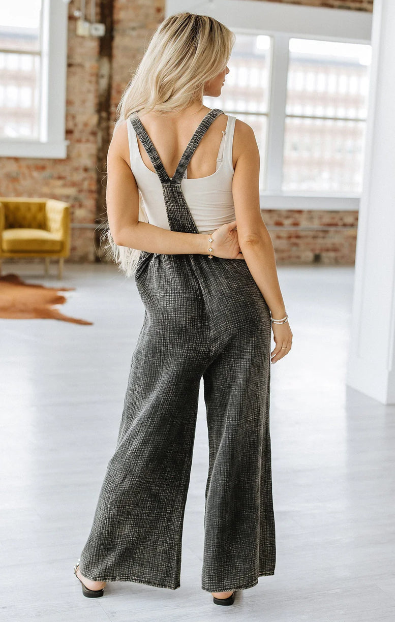 Textured Wide Leg Jumpsuit