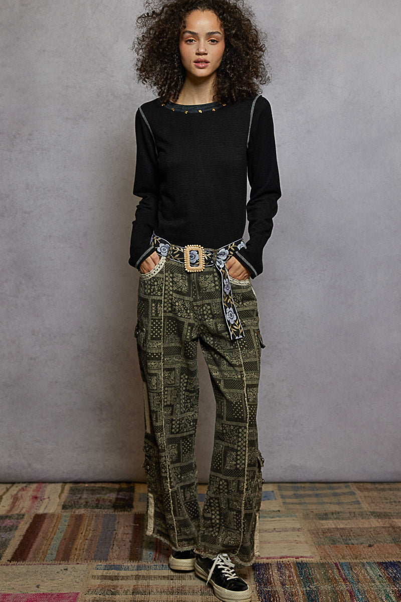 PREORDER- POL Studded Long Sleeve Top