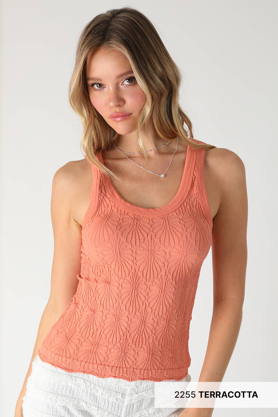 NS8458 - Reversible Lace Textured Tank Top