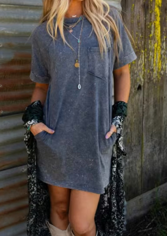 Very J Washed Tee Dress