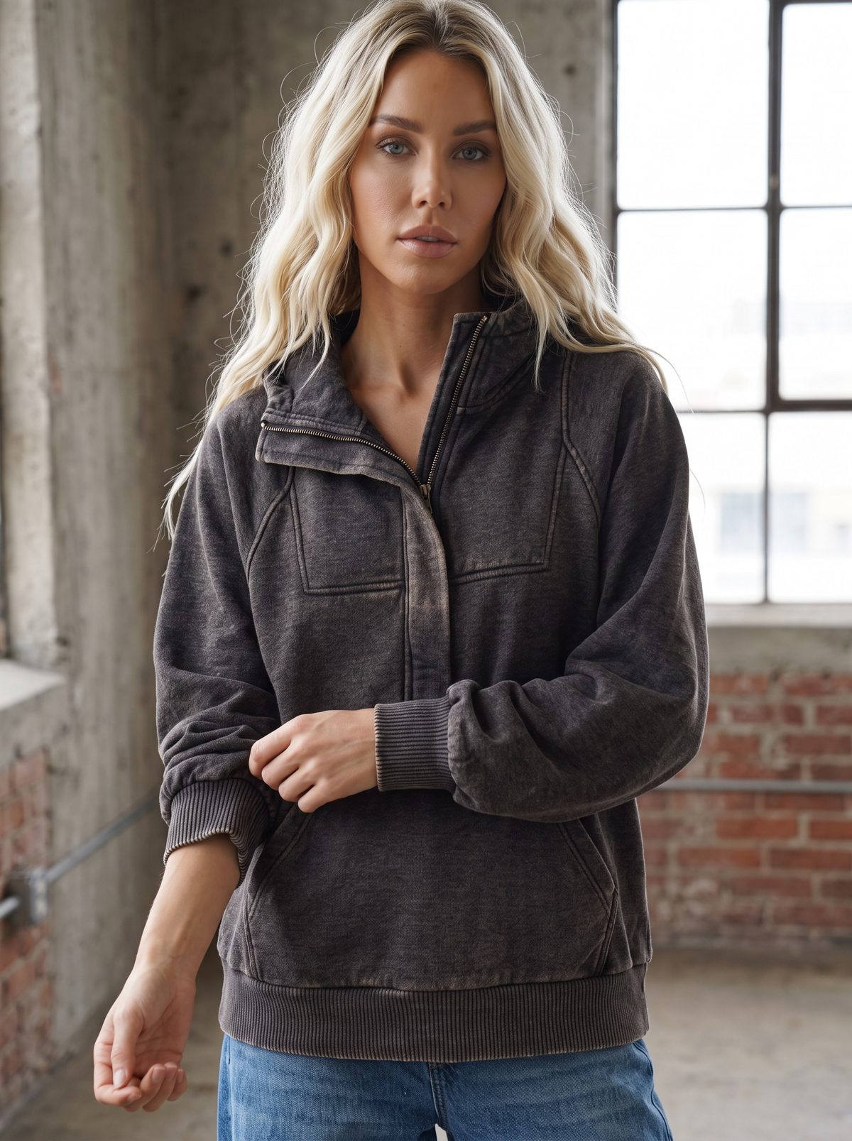 Acid Wash Oversized Pullover