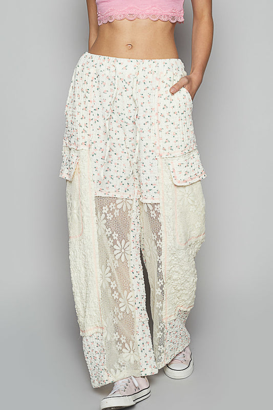 PREORDER- POL Floral & Lace Cargo Pants