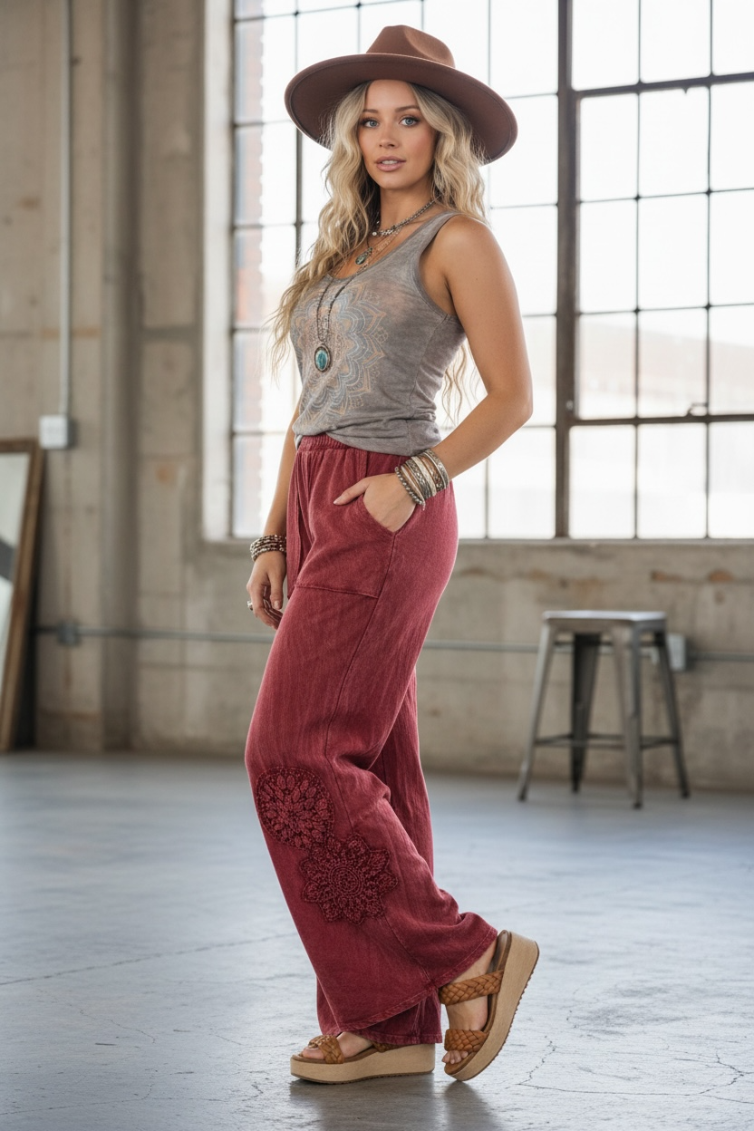 J.Her Crochet Patch Pants
