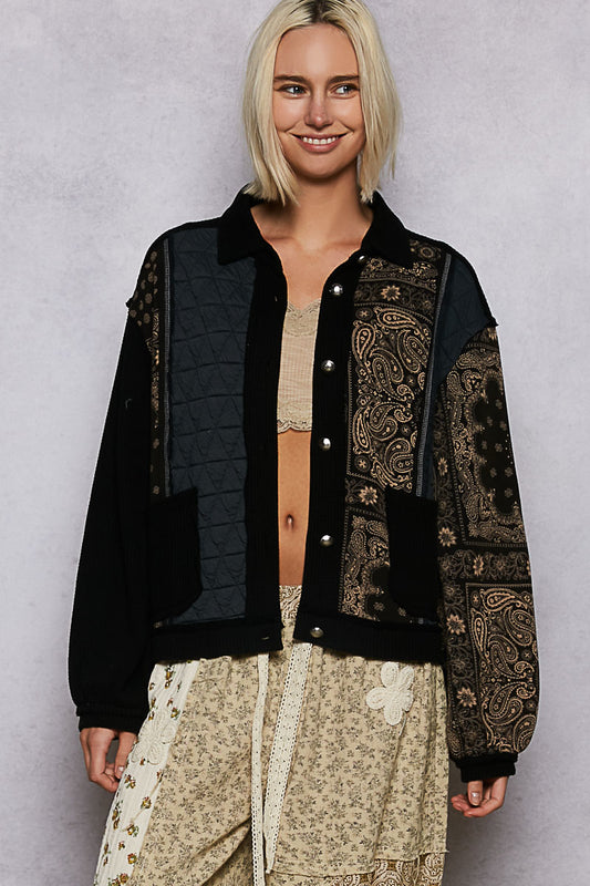 POL Bandana Print Quilted Jacket