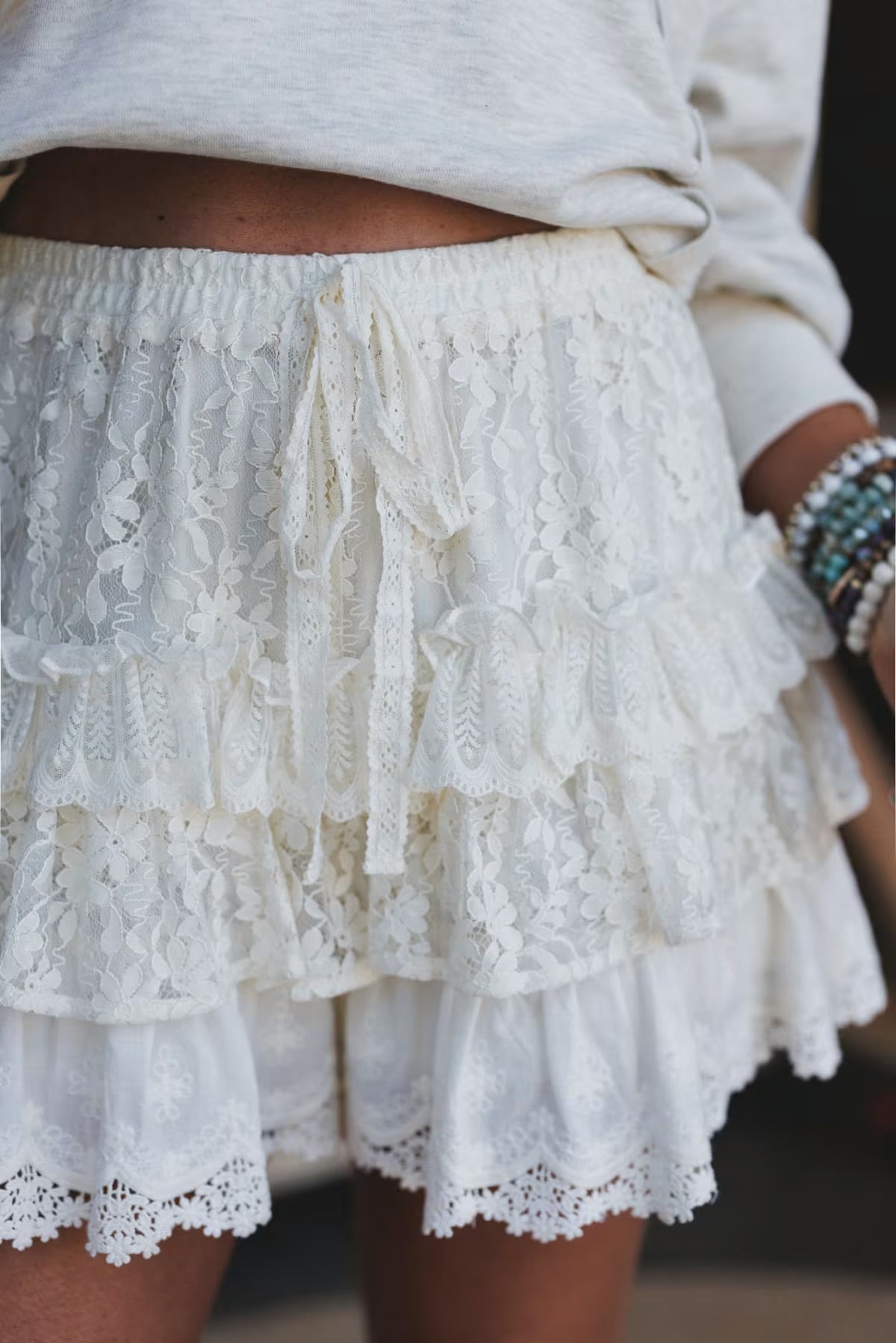 Listicle Lace Tiered Shorts