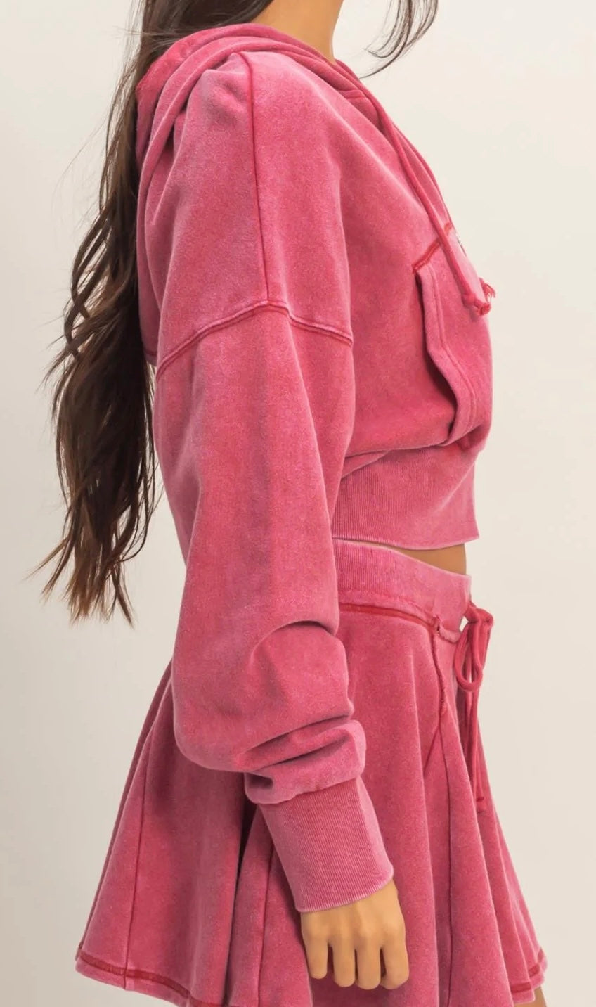 Washed Crop Hoodie