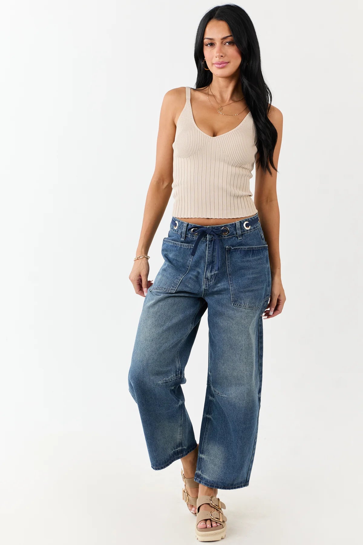 Very J Rope Barrel Jeans