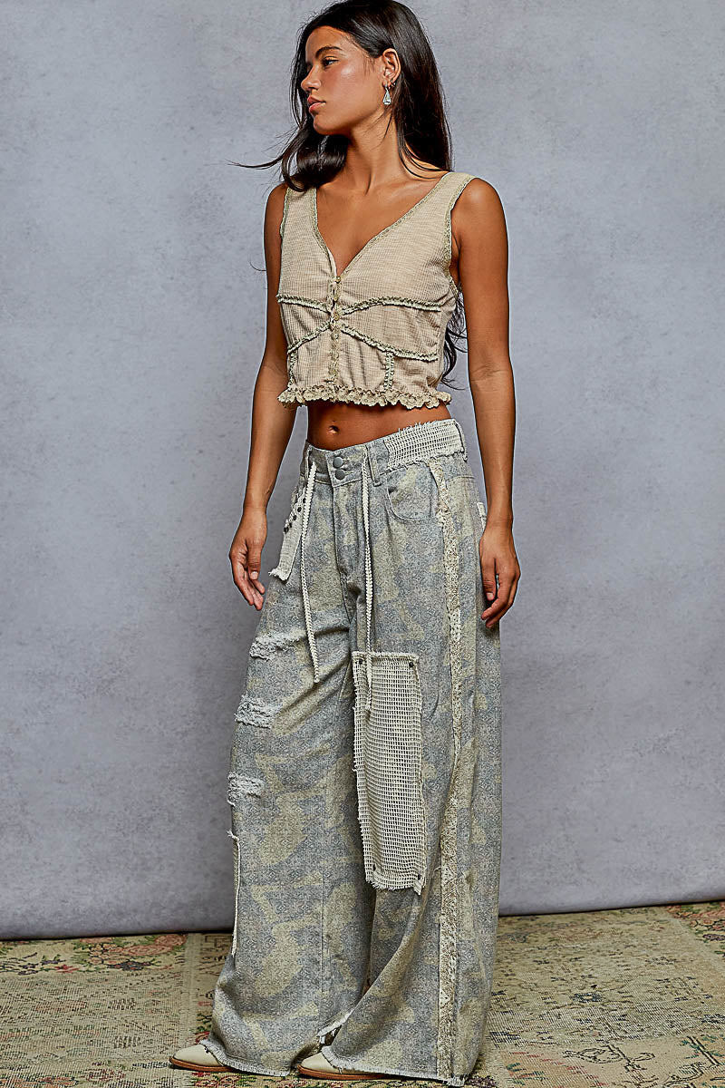 POL Wide Leg Patch Pants