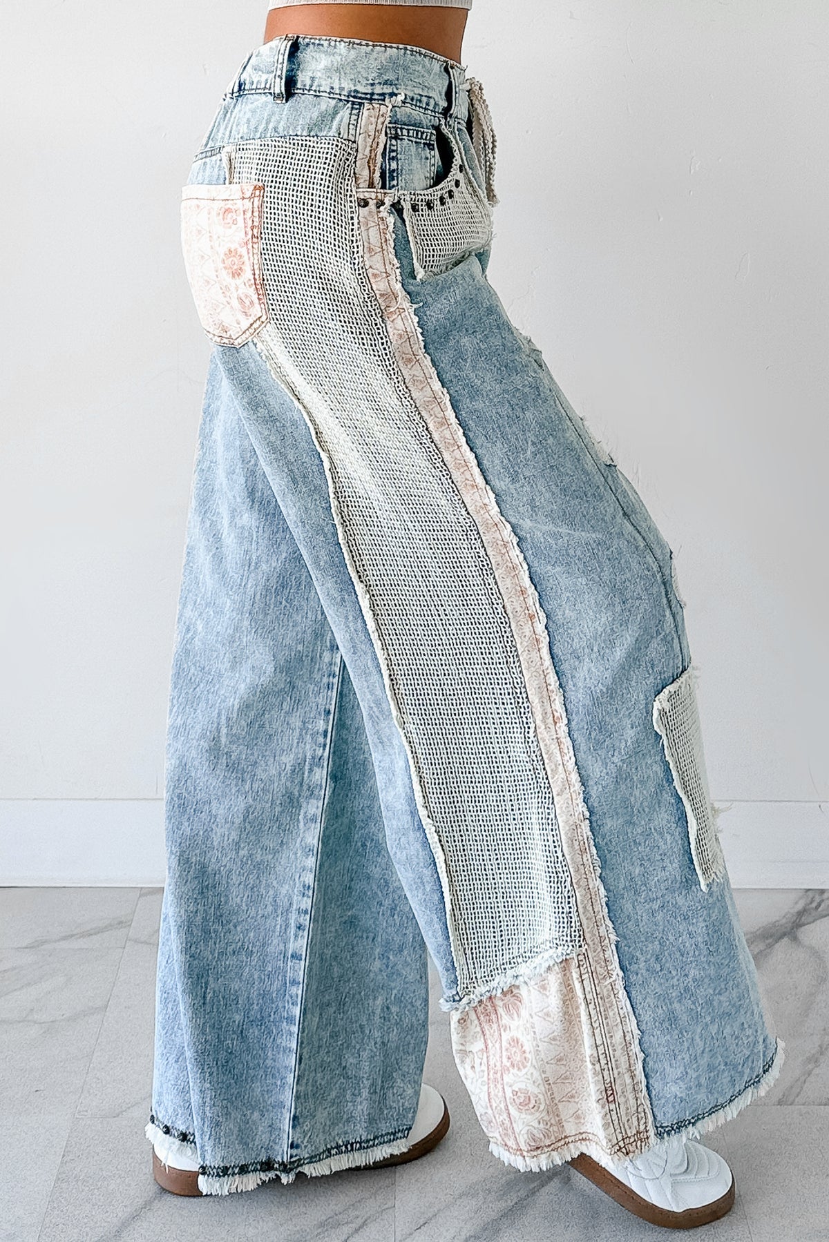 PREORDER- POL Wide Leg Patch Jeans