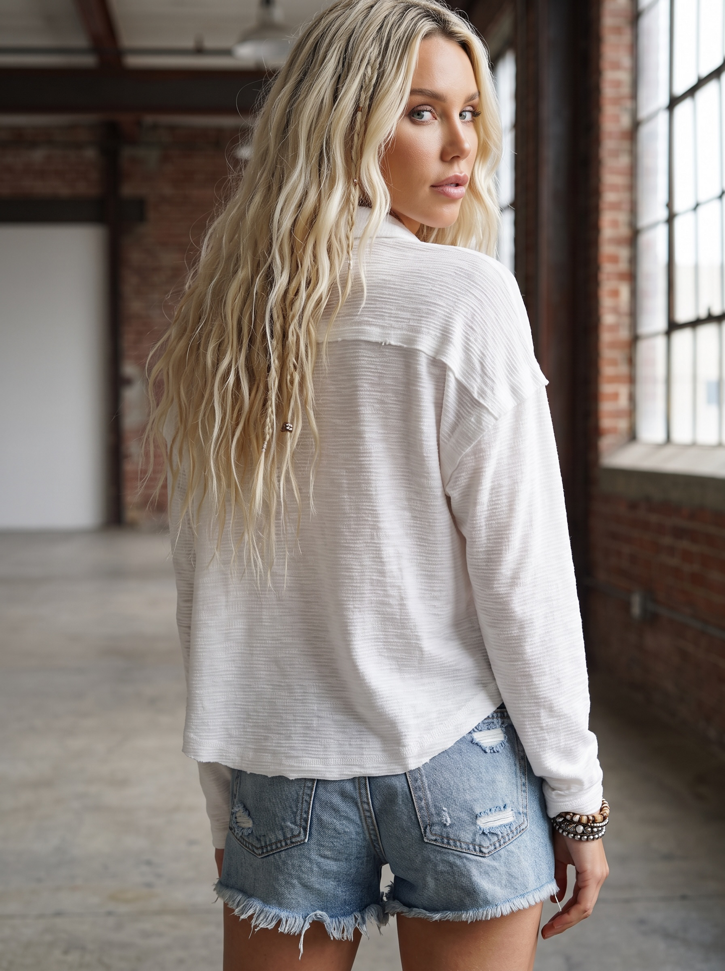 Textured Button Down Top