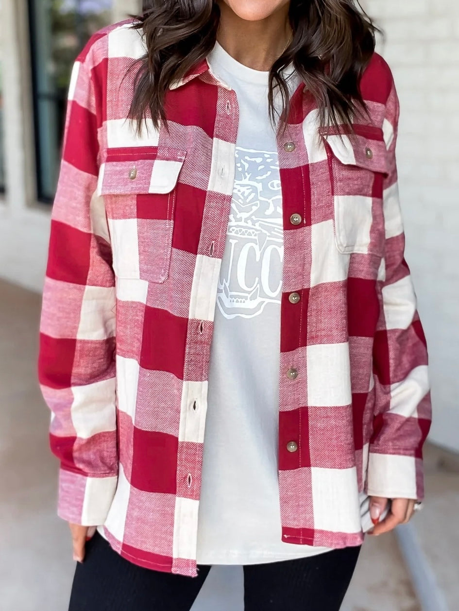 Lightweight Plaid Button Down Top