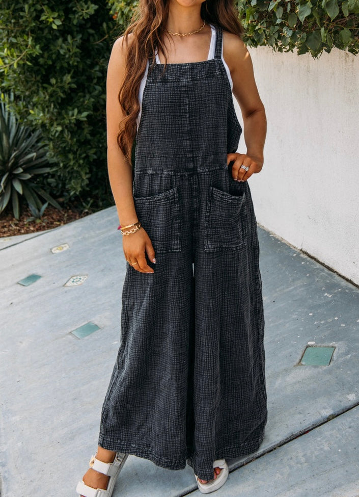 Textured Wide Leg Jumpsuit