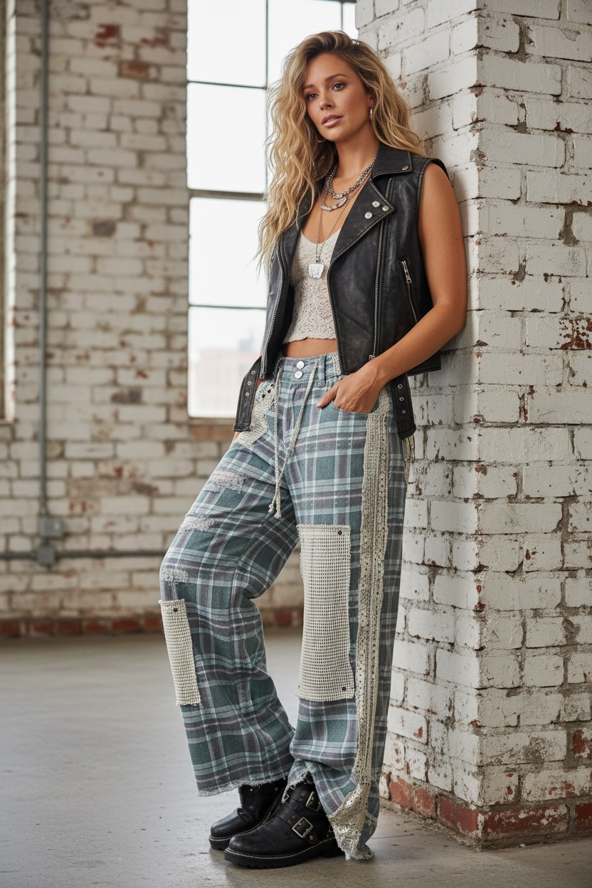 POL Wide Leg Patch Pants