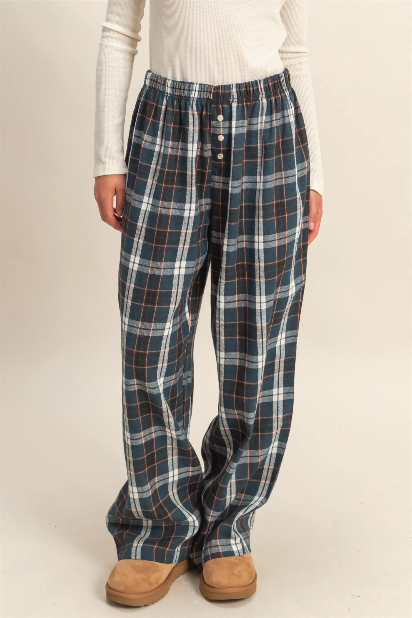 Plaid Wide Leg Pants