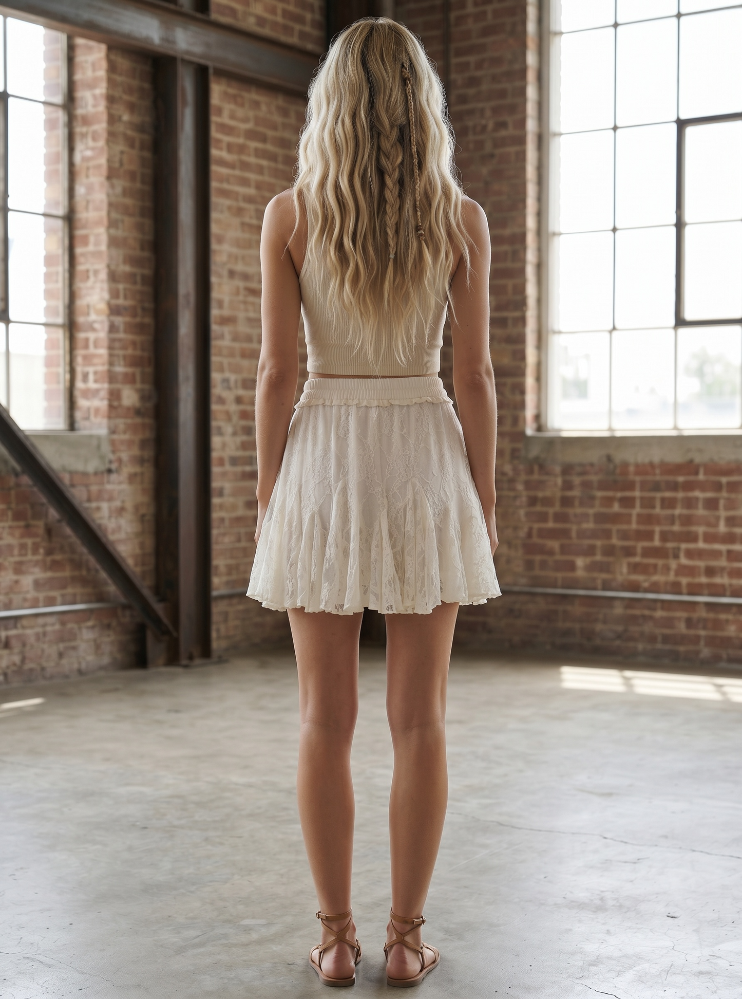LACE GODET MINI SKIRT