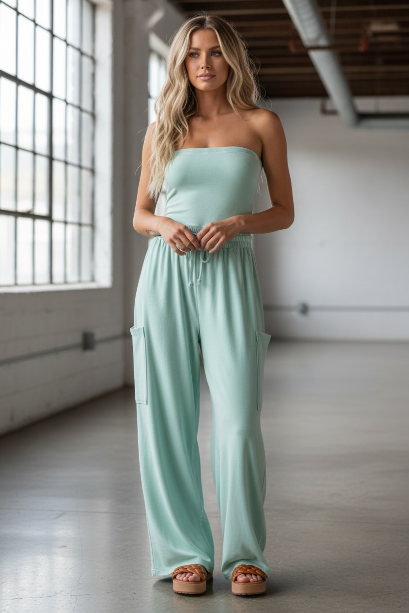 Washed Strapless Jumpsuit