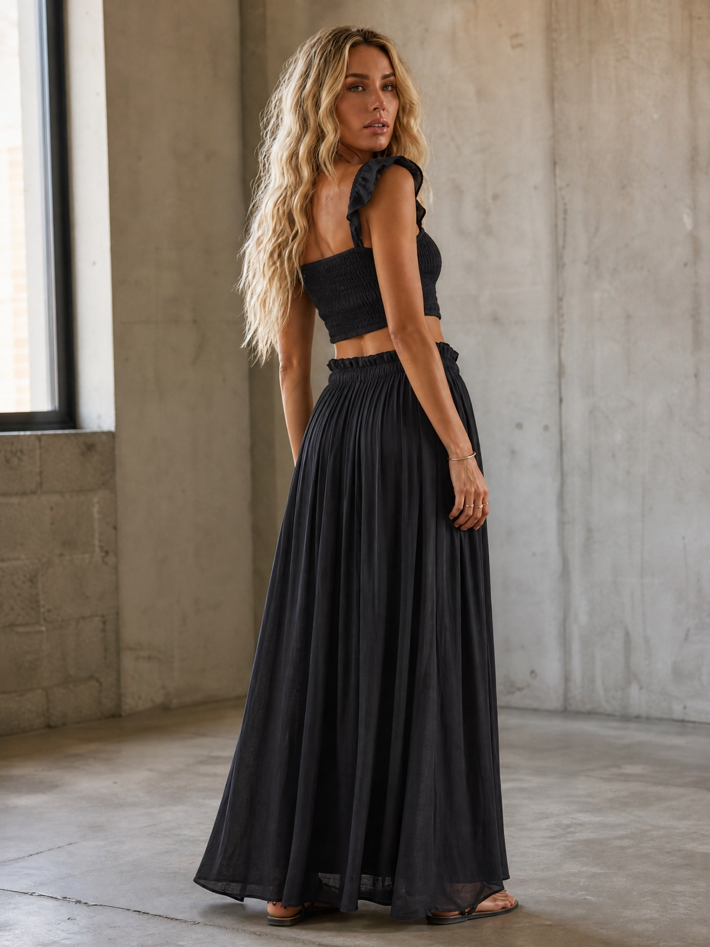 Smocked Top & Maxi Skirt Set