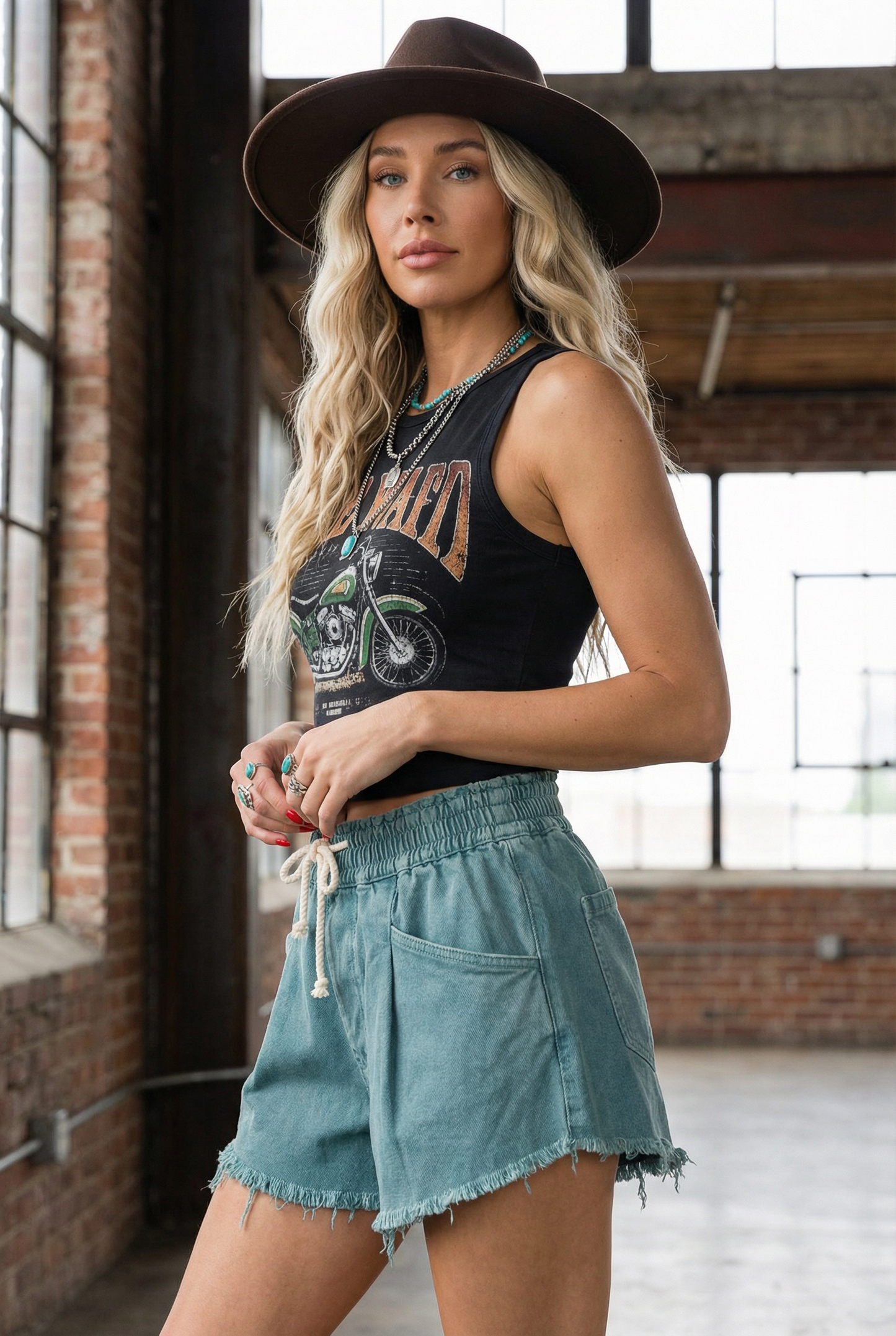 Washed Drawstring Shorts