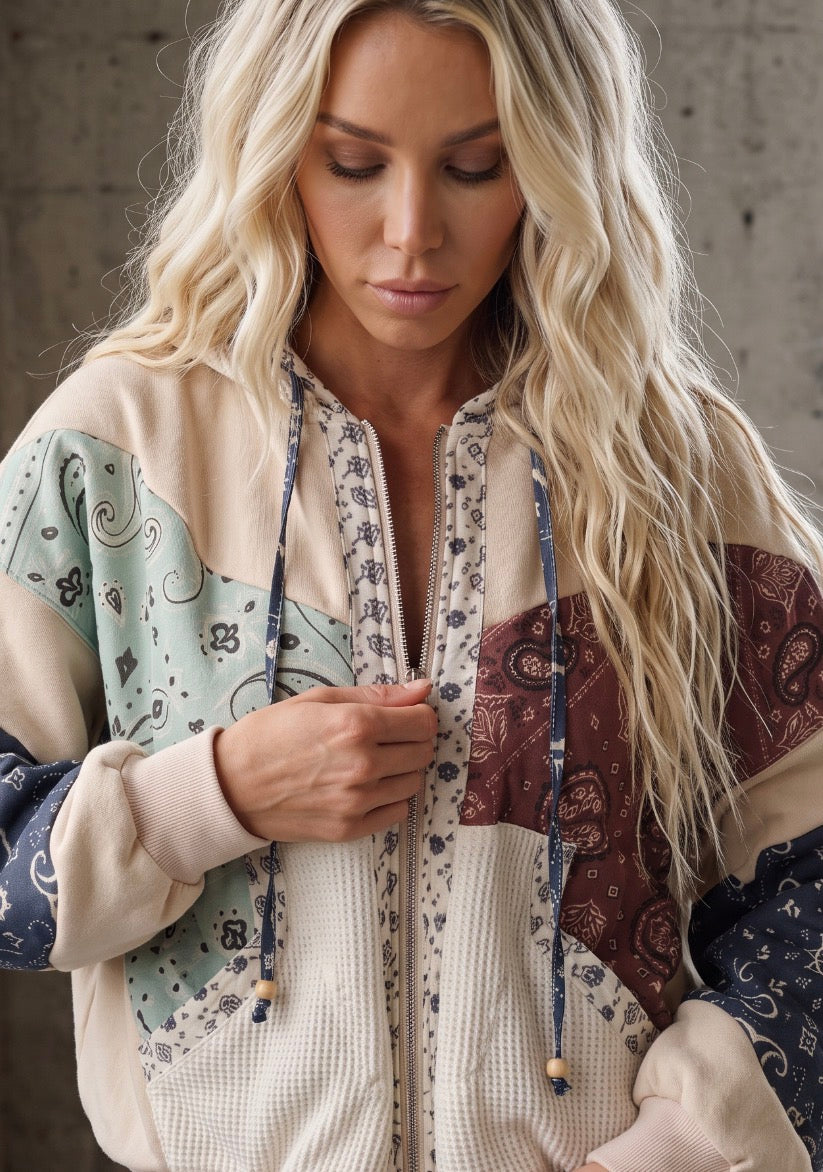 PREORDER - Paisley Patchwork Mixed Media Jacket