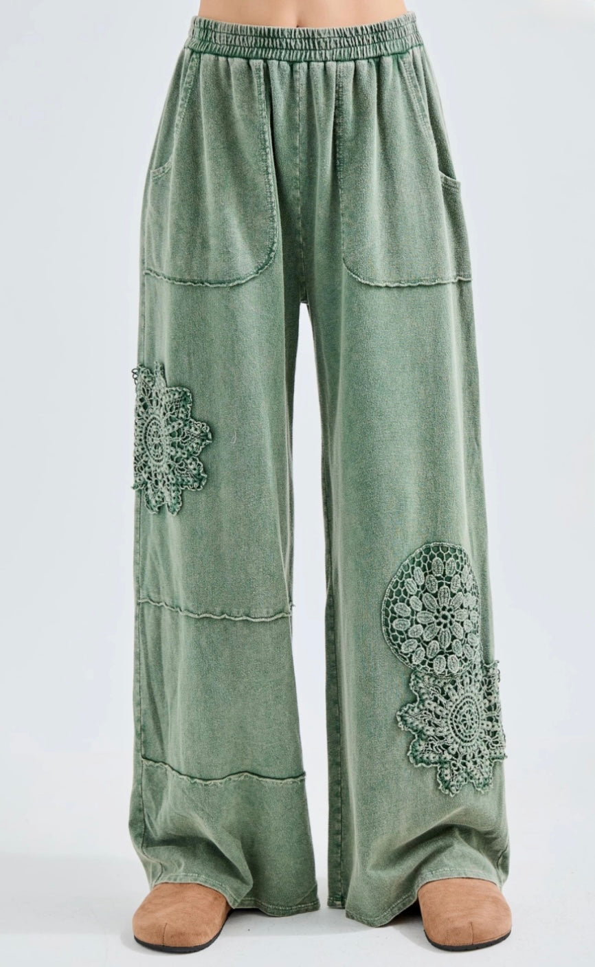 J. Her Mineral Washed Doily Wide Pants