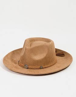 Braided Chevron Tassel Strap Fedora Hat