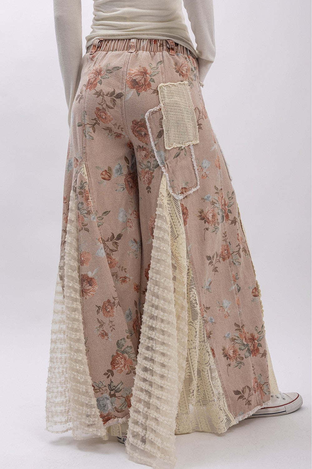 PREORDER - Floral Print Lace Panel Pants