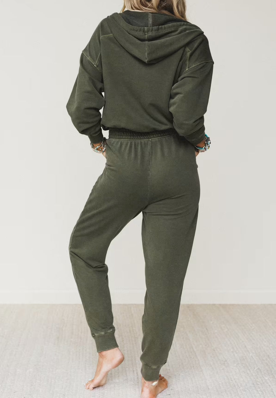 Washed 1/2 Zip Jumpsuit