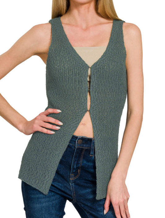 Eye-Hook Sweater Vest