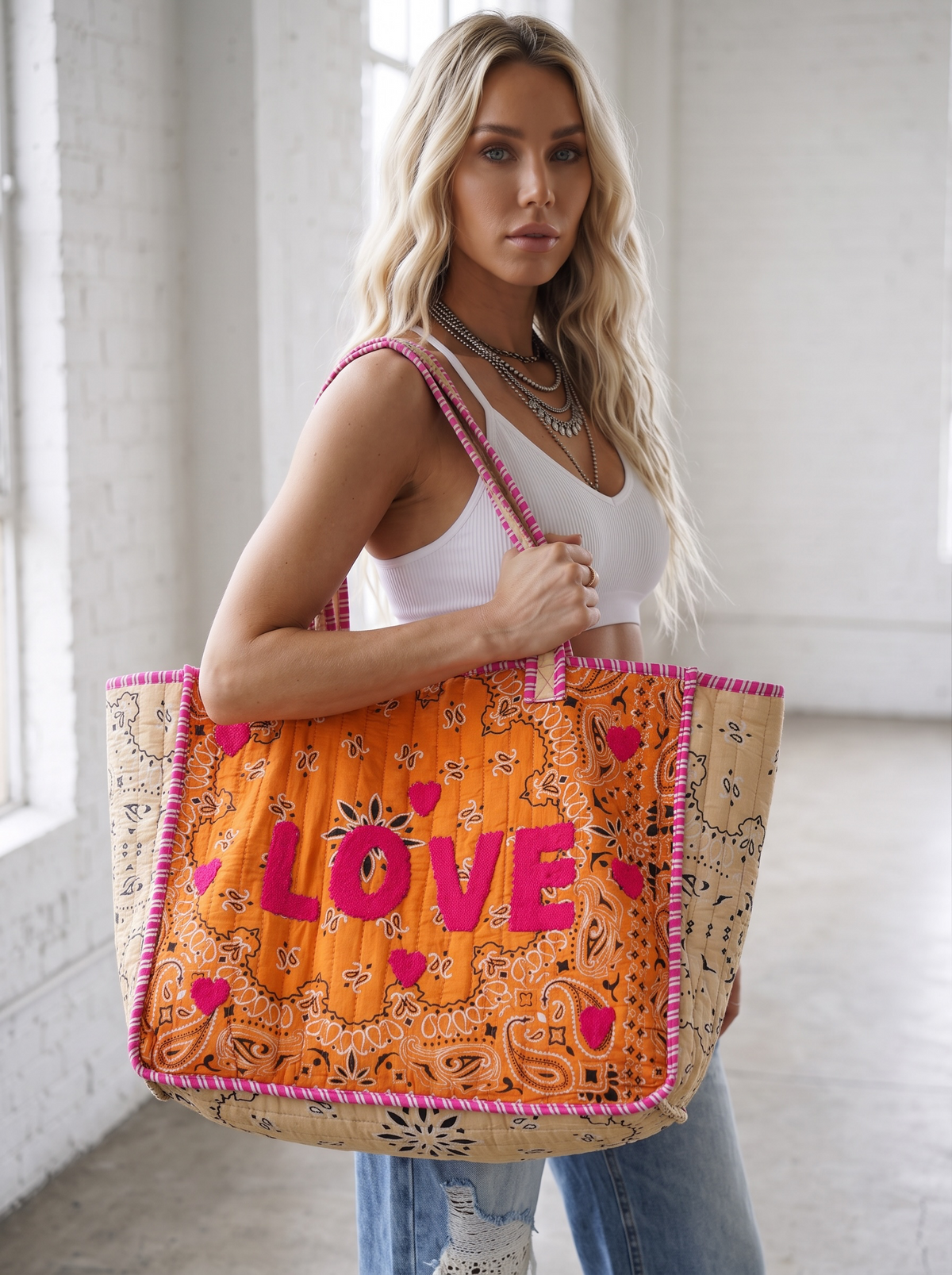 PREORDER - POL LOVE Bandana Quilted Tote