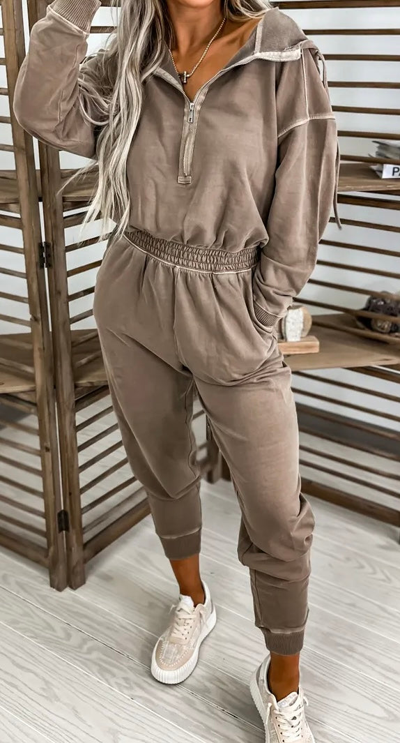 Washed Hoodie Jumpsuit