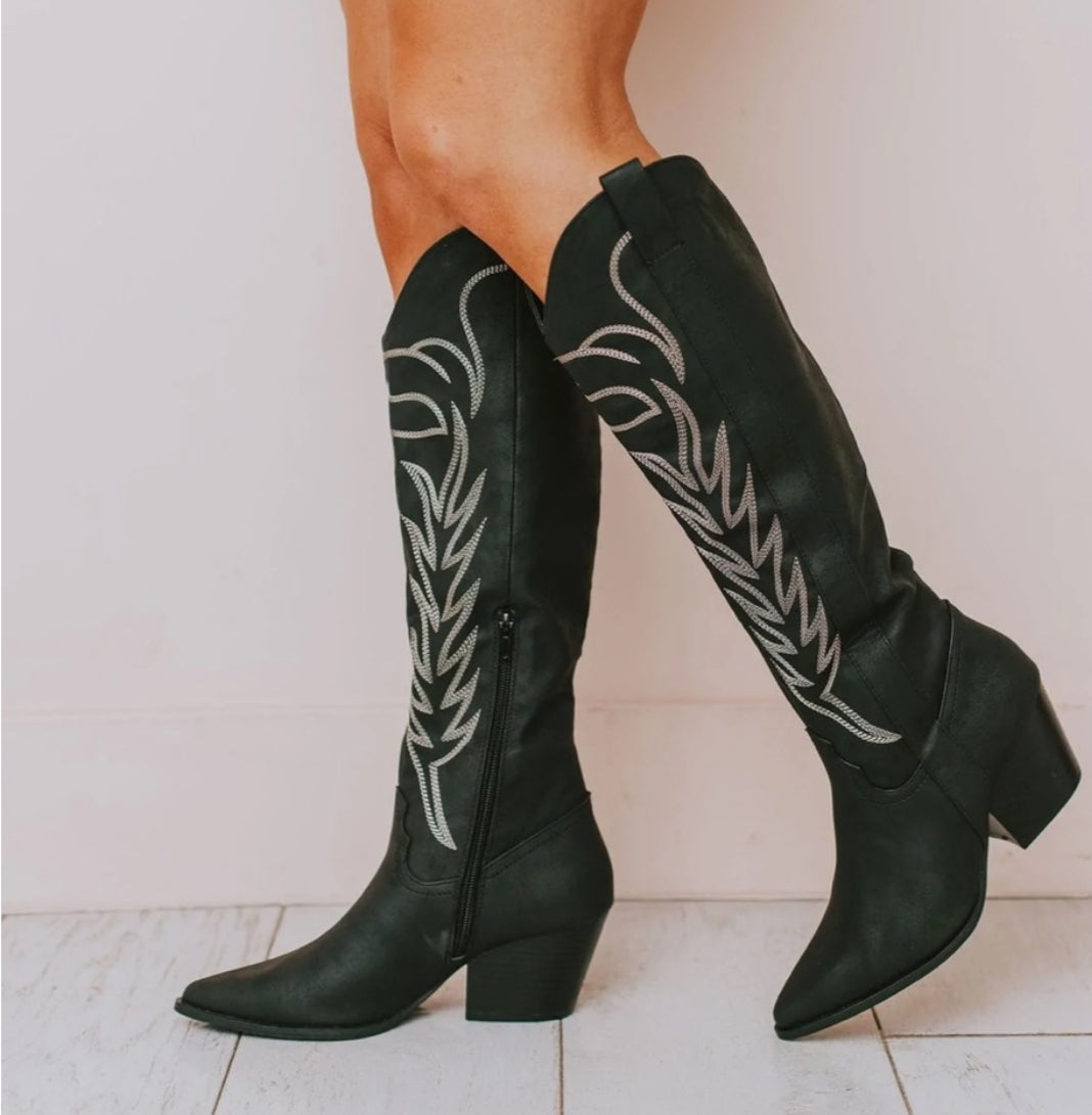 Tall Embroidered Cowgirl Boots