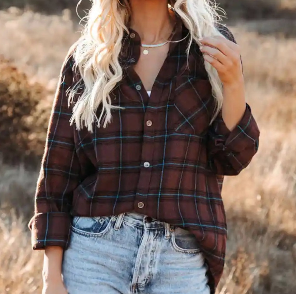 La Miel Plaid Button Down Top