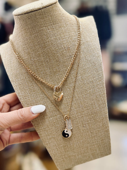 Boho Love Yin Yang Charm Necklace Set