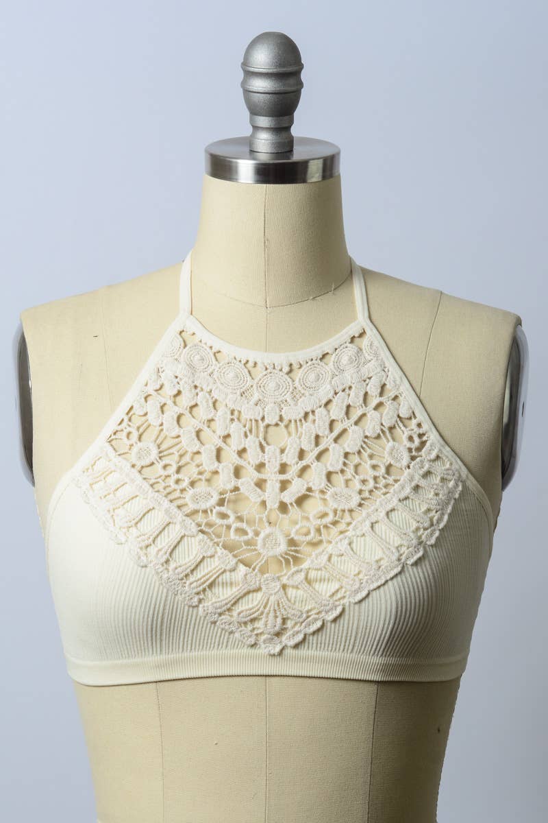 Crochet Lace High Neck Crop Top - Bestseller