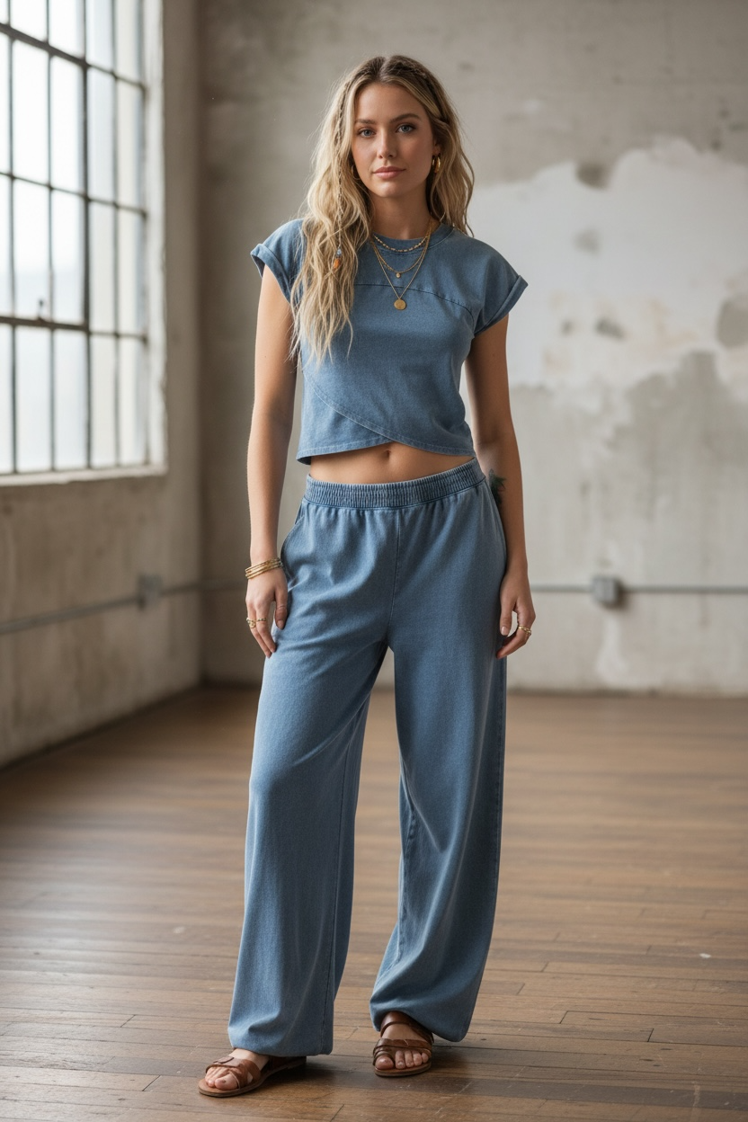 Washed Crop Top & Jogger Set