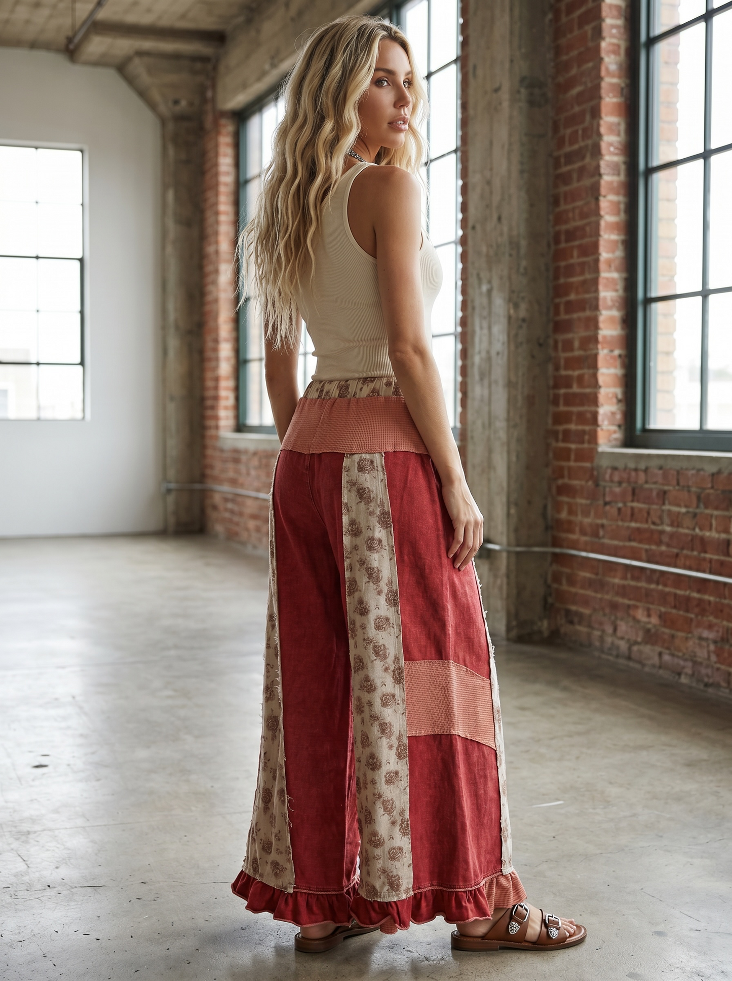 POL French Terry Ruffle Hem Pants