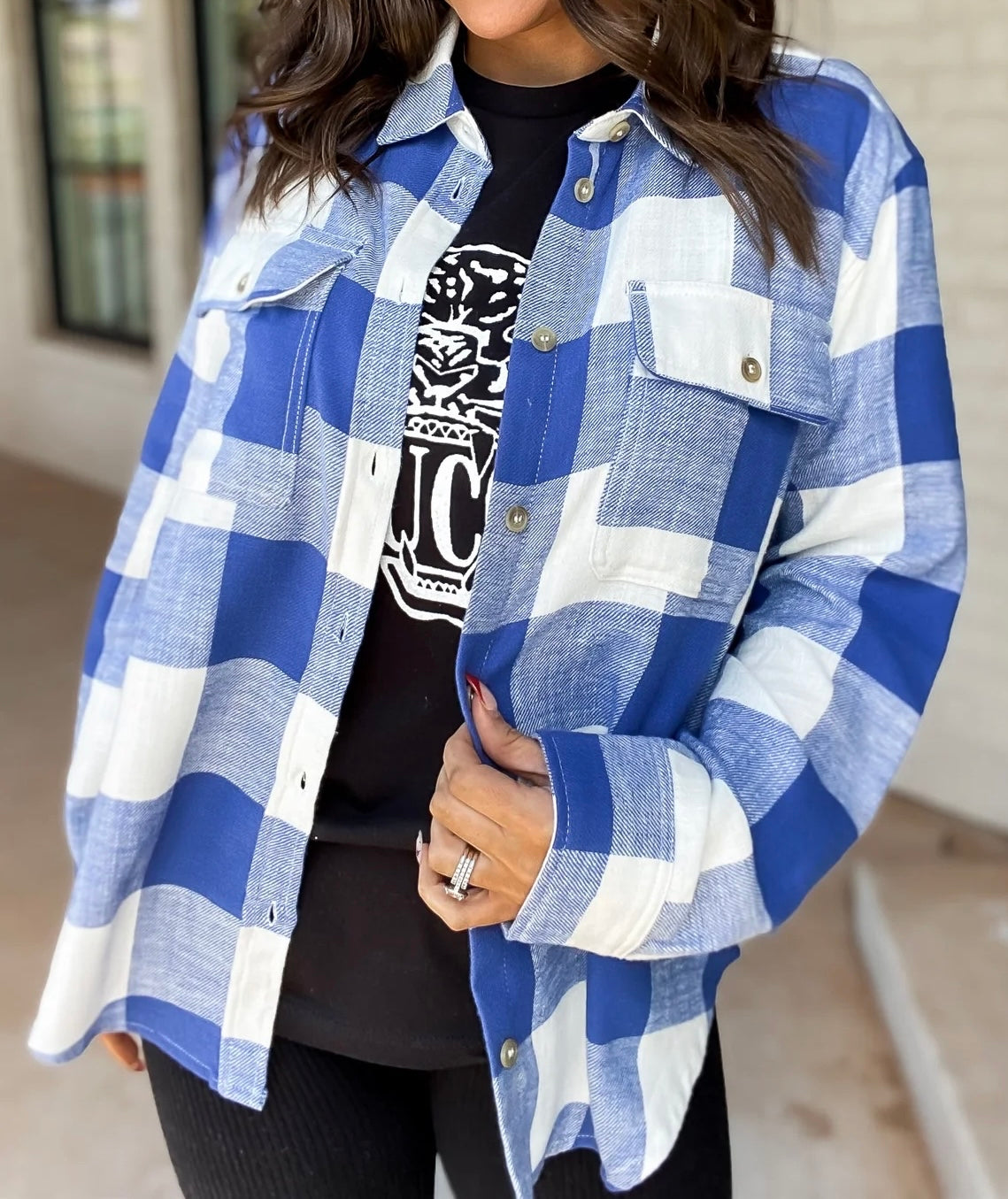 Lightweight Plaid Button Down Top