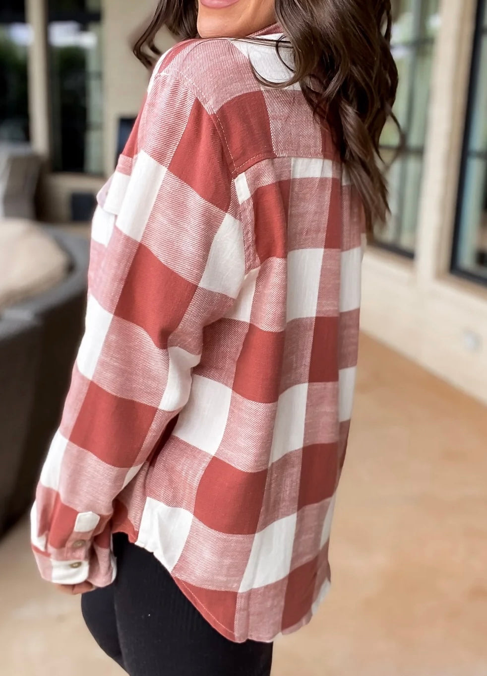 Lightweight Plaid Button Down Top