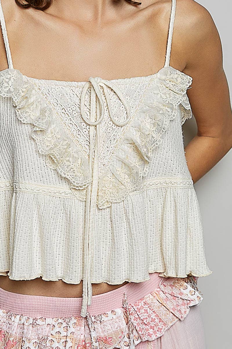 Romantic Lace Ruffle Tiered Cami Top
