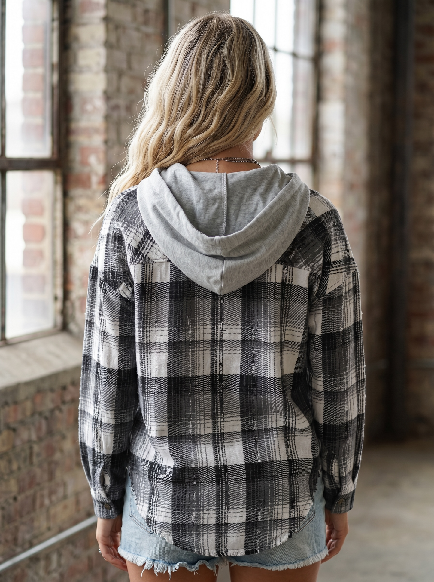 Very J Plaid Hoodie