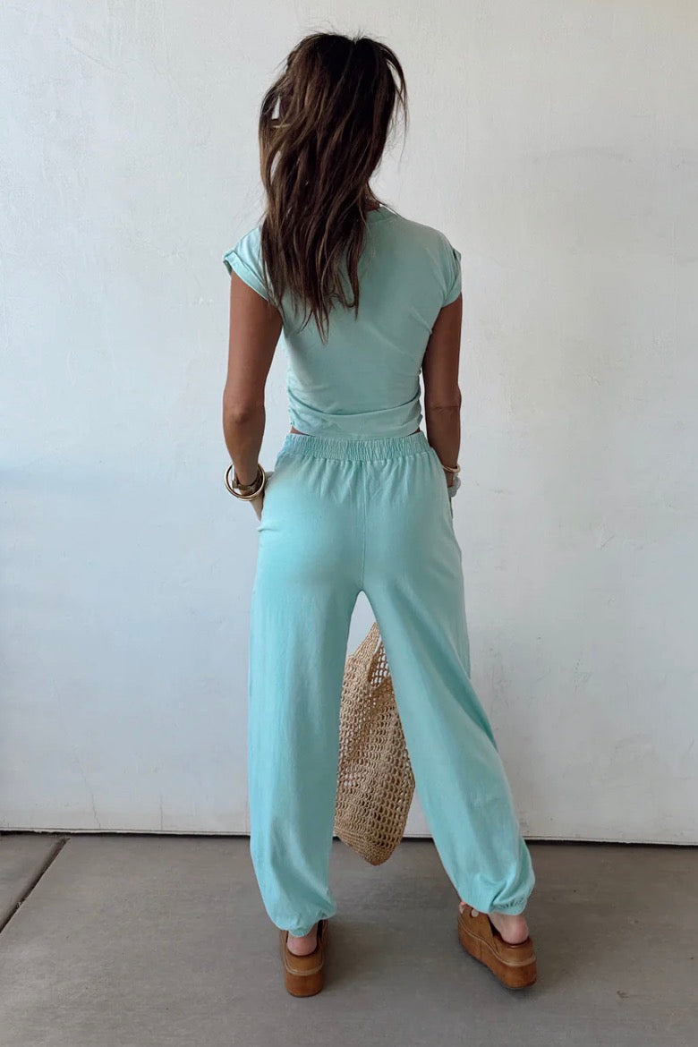 Washed Crop Top & Jogger Set