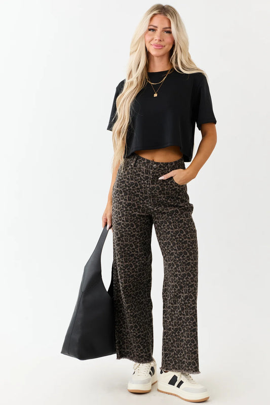 Very J Leopard Crop Jeans