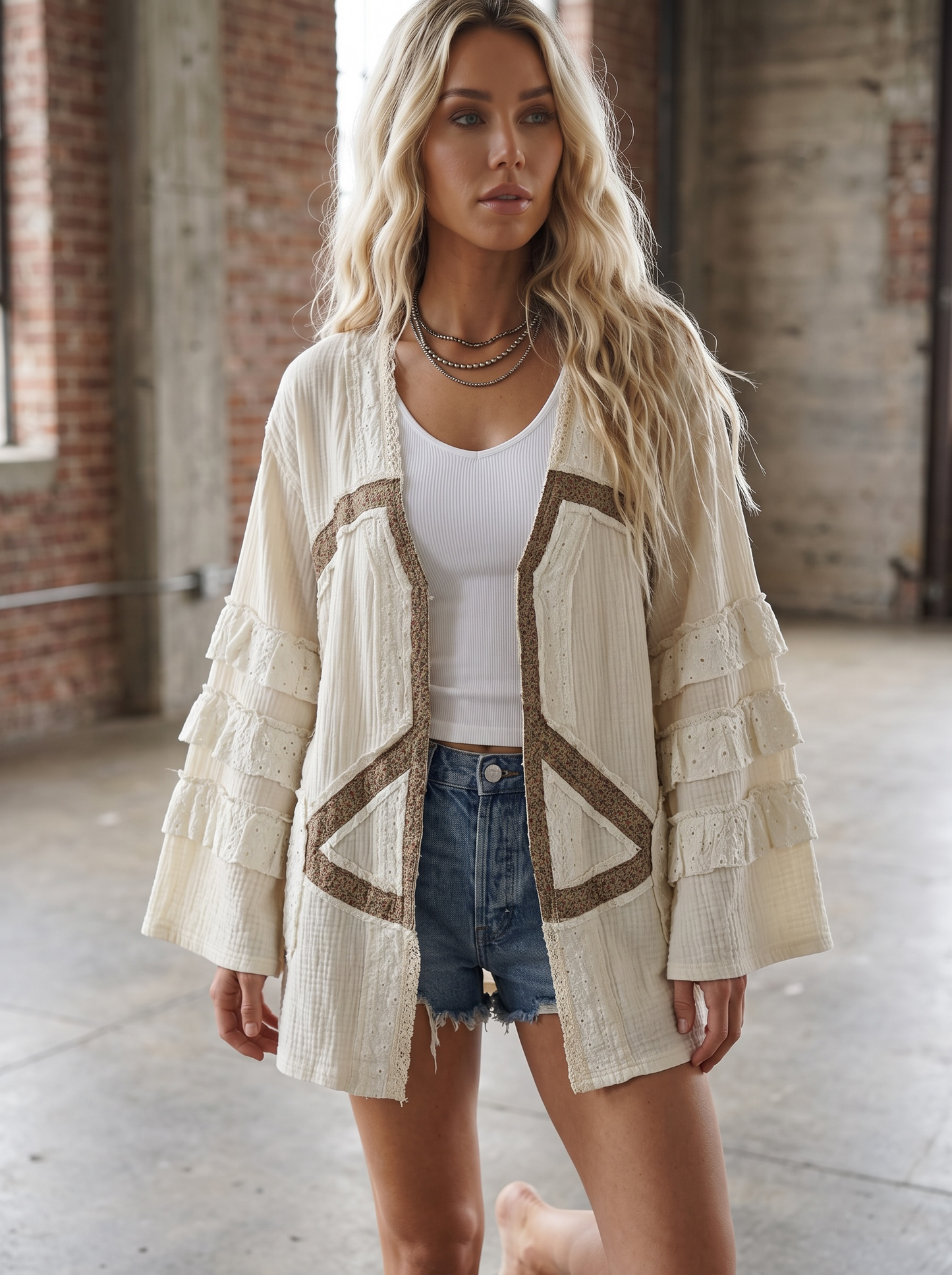 POL Peace Ruffle Cardigan
