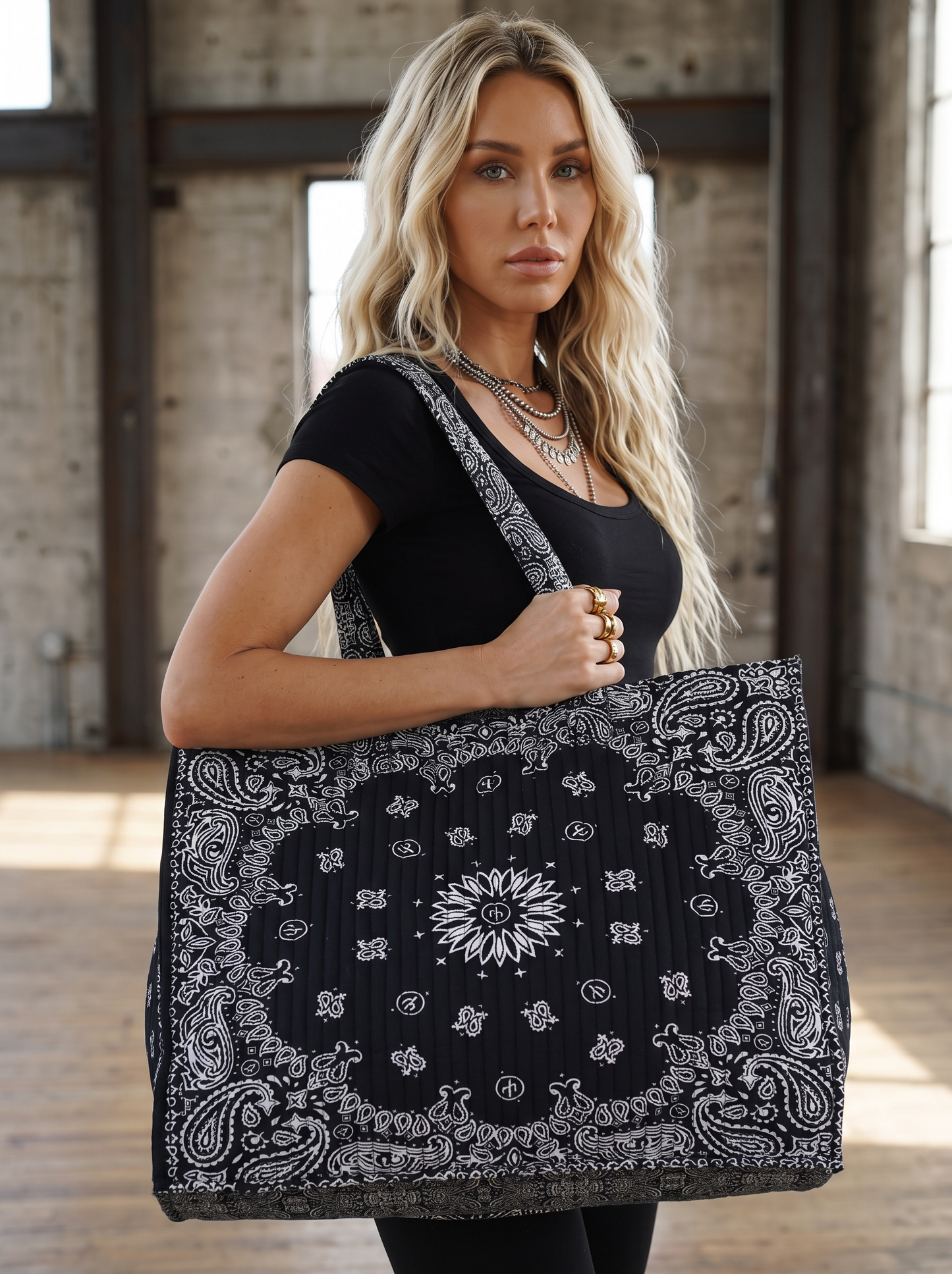 Panache Black Bandana Tote