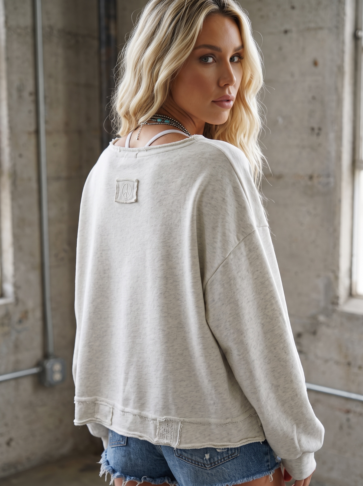 POL Patch Cross Cropped Sweatshirt