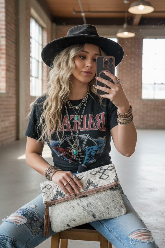 Hair On Hide Monochome Clutch